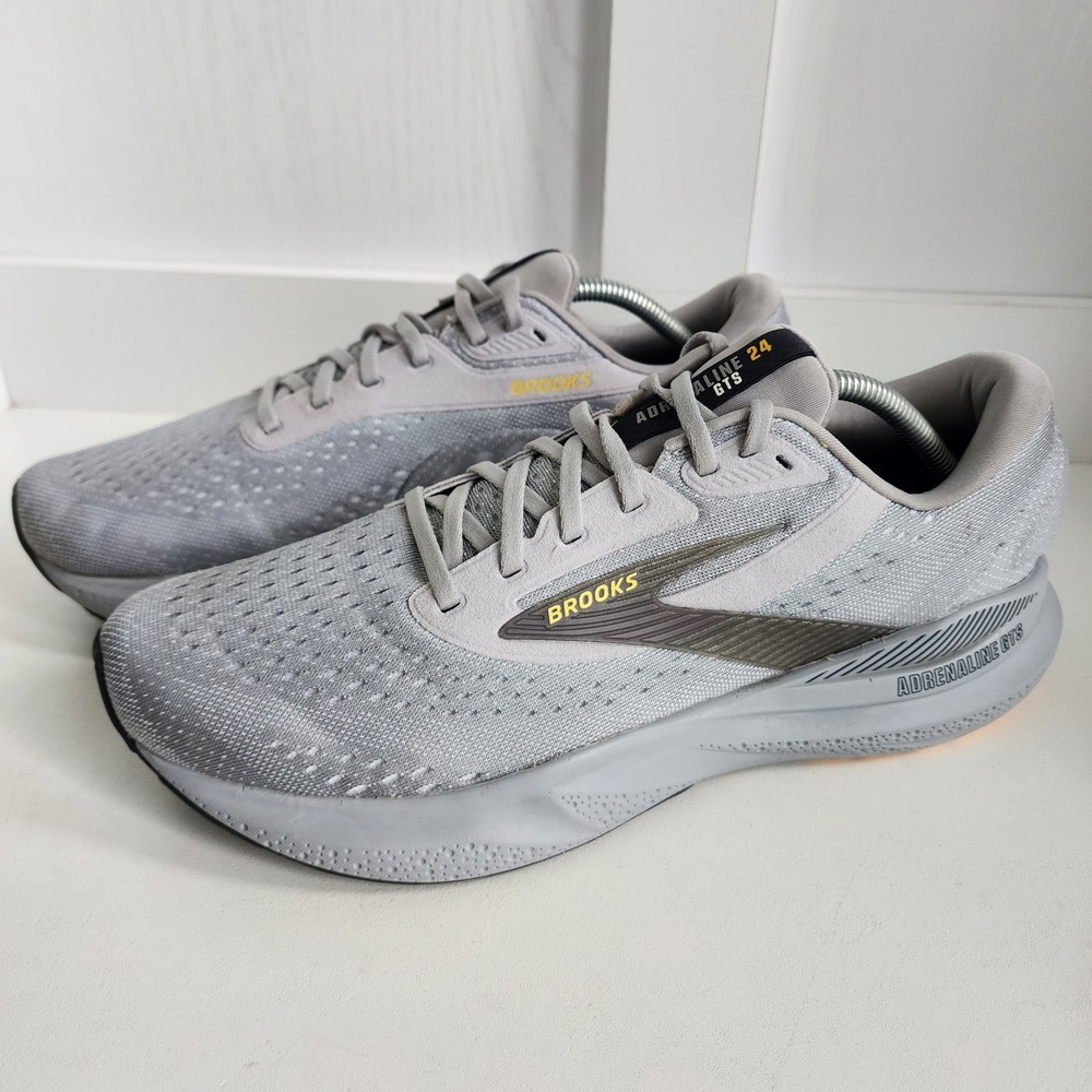 Brooks Adrenaline GTS 24 Mens 11 WIDE 2E Grey Black Running Shoes 1104372E084